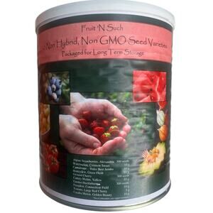 Fruit 'n Such Can of Preparedness Seeds, Survival Prepper | 10 Non GMO Varieties